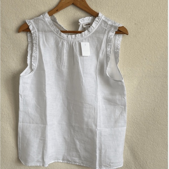 JCrew Chic White Ruffle Sleeveless Top - Picture 2 of 5